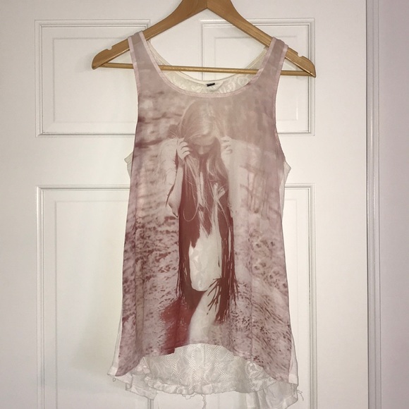 Women’s sheer graphic tank. Size Medium - Picture 1 of 5